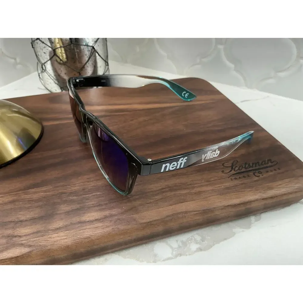 NEFF Daily Shades Wayfarer Sunglasses Blue/Black with Blue Mirrored Lenses